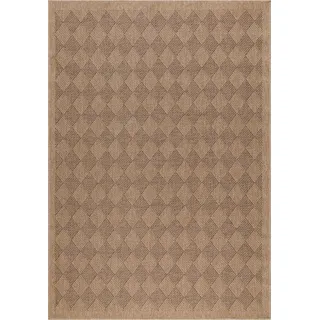 Teppium Indoor Outdoor-Teppich Flachgewebe Natürlicher Sisal Look Wetterfest Wohnzimmer Balkon Küche Terrasse Boho Design Grösse: 240x340 cm - Schwarz