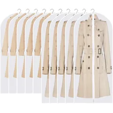 Transparente Kleidersäcke mit Reißverschluss, Ouinne 10 Stück Kleidersack Lang, 60×120cm/140cm, für Kleidung Aufbewahrung Durchscheinende Anzugtaschen Kleiderhüllen für Jacken, Mäntel (weiß)