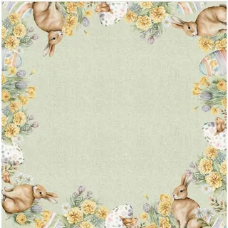Esposa Tischdecke , Grün, Multicolor , Textil , Hase , quadratisch , 85x85 cm , Heimtextilien, Wohntextilien, Tischwäsche, Tischdecken