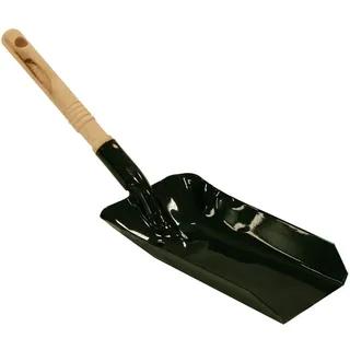 Kamino Flam Kohlenlöffel 333015, Kohleschaufel mit Holzheft, schwarz lackiertes Schaufelblatt mit Holzstiel mit SB-Lochung, die Schaufel liegt gut in der hand und ist abgeschliffen, das Blech des Kaminbestecks ist dick und hochwertig, die Maße des Ofenlöffels betragen ca. 12,5 x 38 cm