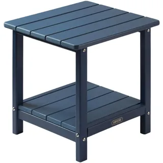 Vevor Beistelltisch Kunststoff, 45x38x44 cm, Gartentisch aus HDPE, Balkontisch mit 2 Ablagen, Nachttisch, Couchtisch, Dekotisch, geeignet für Terrasse, Pool, Strand, Veranda, Garten, Blau