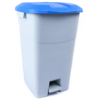 Tayg - 60 Liter Abfallbehälter mit Pedal, grauem Boden und blauem Deckel
