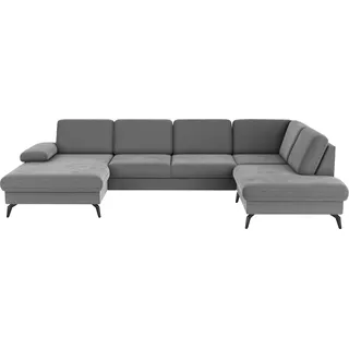sit&more Wohnlandschaft »Morris U-Form, inkl. Sitztiefenverstellung« wahlweise mit Armteilverstellung, Bettfunktion & Bettkasten grau