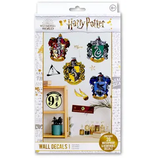Harry Potter Wandsticker - Offiziell lizenziertes Zauberer-Welt Merchandise, Set aus 20 abnehmbaren wasserfesten Stickern, Schlafzimmerdeko für Potter-Fans