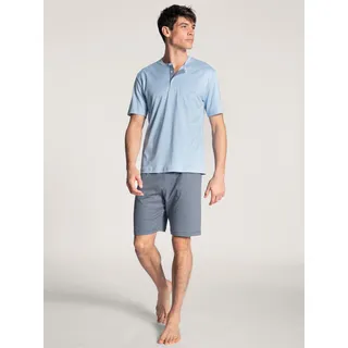 CALIDA Shorty "Relax Choice" 2 tlg. atmungsaktiv, Baumwolle, Oberteil mit Knopfleiste, placid blau