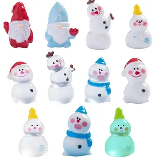 SZJFYMQ 10 Pcs Miniatur Ornamente, Weihnachten Minifiguren, Weihnachtsdeko Figuren Harz, Mini Harz Weihnachtsschmuck, DIY Schneemann Weihnachtsbaum Weihnachtsmann Kleine Ornamente