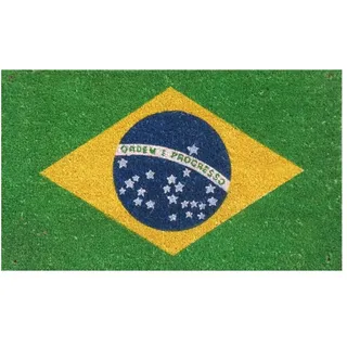 Gift Company PVC-Fußmatte, Motiv: Brasilien-Flagge, 75 x 45 cm, Kokosnuss und PVC, Mehrfarbig, 1