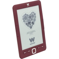 Woxter Scriba 195 E-Book Network - eBook Reader 6, (800x600, E-Ink Pearl Bildschirm weißer, EPUB, PDF) Micro SD, Guarda über 4000 Bücher, Aufkleber Textur, rot