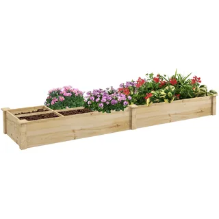 Outsunny Hochbeet aus Holz 237 x 60 x 25 cm Hellbraun
