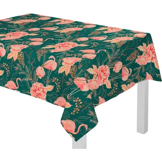 ADAM Audio Tischdecke Eden 190 x 130 cm bunt (dunkelgrün, rosa) aus 100% Bio-Baumwolle