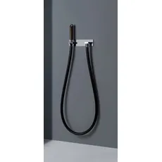 Gessi Water Tube Kneipp, Kneipp-Schlauch schwarz, Holz-Brause, Version mit Brausehalter und Wandanschlussbogen, 32961, Farbe: Weiß CN