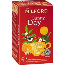 Milford Sunny Day | Orange & Ingwer | Kräutertee mit Orangen-Aroma | 20 Teebeutel