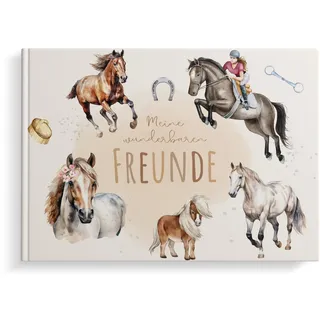 MeinBaby123® Freundebuch für Kinder, Kindergarten,Schule, Mädchen, Freundschaftsalbum, Geschenk für Kinder - Pferde