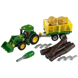 Theo Klein 3906 - Traktor mit Holz- und Heuwagen Beige 1:24