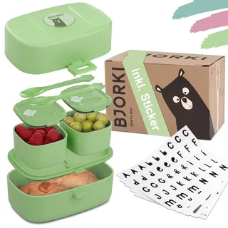 BJORKI Bento Box für Kinder Brotdose mit 3 Fächer für Schule & Kindergarten
