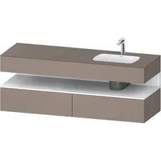 Duravit Qatego Einbauwaschtisch mit Konsolenwaschtischunterbau, 1600x550x600mm, Nische Weiß Matt, Becken rechts, QA4796018, Farbe: Basalt Matt/mit Nischenbeleuchtung