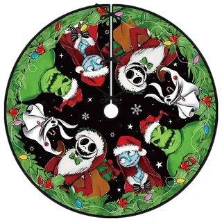 Weihnachtsbaum-Rock, 121,9 cm, Motiv: Nightmare Before Tree Collar Jack and Sally für Neujahr, Winter, Weihnachtsbaum-Dekoration, Null Weihnachtsdekorationen für Home Party