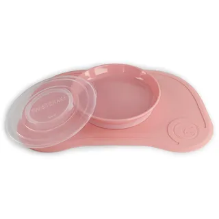 Twistshake Click-Mat + Platte | Anti-Rutsch-Geschirrset für Babys | Babyteller + Baby-Tischset (38x25) | BPA-freier Baby-Entwöhnungsteller | Essenstrainingsplatte für Kinder ab 6 Monaten | Rosa
