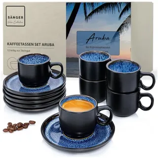 sänger Aruba Espressotassen Set 12-tlg. blau-schwarz