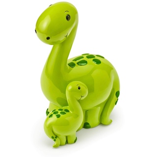 Mousehouse Gifts - Kinder Spardose - Mama- und Baby-Dino - Geschenk für Mädchen und Jungen - Grün - 10 x 14 x 20 cm