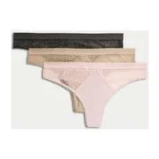 Womens Body by M&S 3er-Pack Tangas aus Baumwolle mit Cool ComfortTM - Soft Pink, Soft Pink, UK 14 (EU 42)
