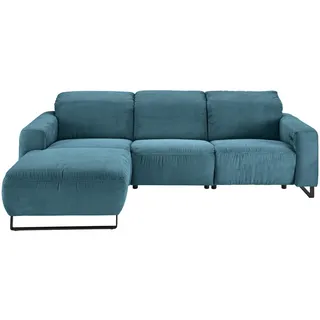 Hom`in Ecksofa , Petrol , Textil , Ottomane links, L-Form , 266x180 cm , Blauer Engel, Goldenes M, Oeko-Tex® Standard 100, DGM-Klimapakt , Typenauswahl, Fußauswahl, Lederauswahl, Stoffauswahl, seitenverkehrt erhältlich, Hocker erhältlich, Rücken echt , Wohnzimmer, Sofas & Couches, Wohnlandschaften, Ecksofas