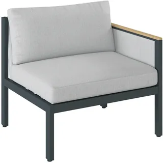 Dieter Knoll Loungeendteil , Anthrazit, Grau, Teakfarben , Holz, Metall, Textil , Teakholz , massiv , Füllung: Schaumstoff , 83.5x73x76 cm , Gartenmöbel, Loungemöbel, Lounge-Serien