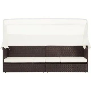VidaXL 49394, Terrasse, Gepolsterter Sitz, Polyrattan, Stahl, Braun, Cremefarben, Weiß, 58 cm, 7 cm - Braun, Weiß