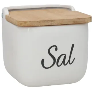 DRW Salzstreuer aus Keramik, Weiß, Logo Salz, 12 x 12,5 x 11 cm