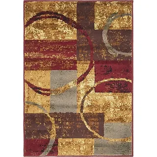 XXXL WEBTEPPICH Grün, Beige, Weinrot, Currygelb - 90x65 cm