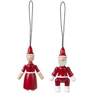 Kay Bojesen Weihnachtsmann und Weihnachtsfrau Figurines aus Buche lackiert