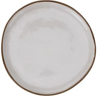 Villa d'Este Home Tivoli The Market G Speiseteller aus Steinzeug, elfenbeinfarben, brauner Rand, 6 Stück