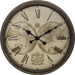 Tomy Wanduhr mit Weltkarte 51 cm - Braun
