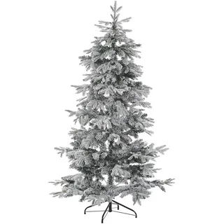 Beliani Weihnachtsbaum 210 cm Weiß Kunststoff/Metall Schnee Effekt inkl. Ständer Weihnachtszeit Weihnachten Wohnzimmer Modern