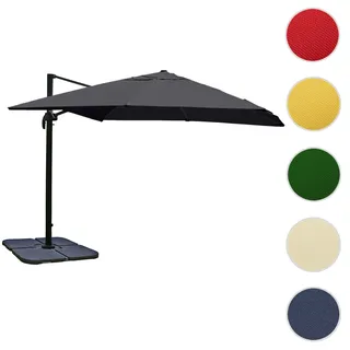 Gastronomie-Ampelschirm HWC-A96, 3x4m (Ø5m) Polyester Alu/Stahl 26kg ~ anthrazit mit Ständer, drehba