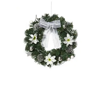 Heitmann Deco Weihnachtskranz Grün/Weiß/Silber Kunststoff 32 cm