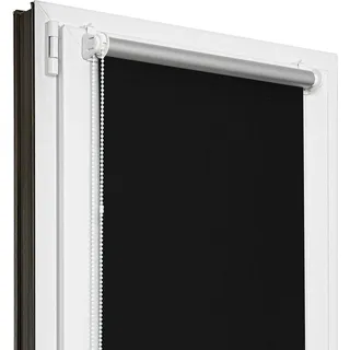 Estika Verdunklungsrollo ohne bohren - 75 x 220 cm - Schwarz - Thermorollo - Schwarz