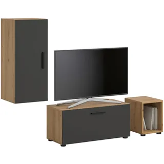 Möbel Boss xonox.home Wohnwand The One Artisan Oak Nachbildung/ Basalt grau Nachbildung B/H/T: 75x34x34 cm – Braun
