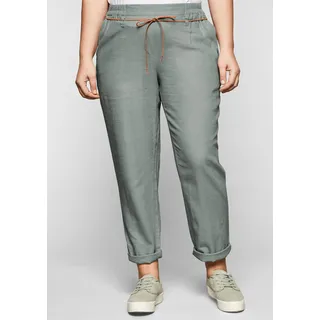Schlupfhose SHEEGO, Damen, Gr. 42, Normalgrößen, braun (eukalyptus), 55% Leinen, 45% Viskose, unifarben, Hosen Schlupfhose