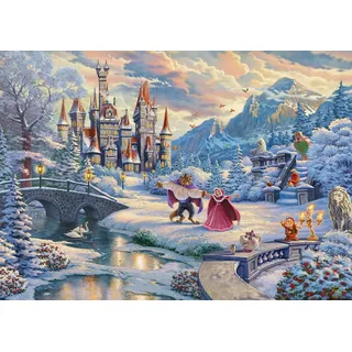 Schmidt Spiele 59671 Thomas Kinkade, Disney, Die Schöne und das Biest, Zauberhafter Winterabend 1000 Teile