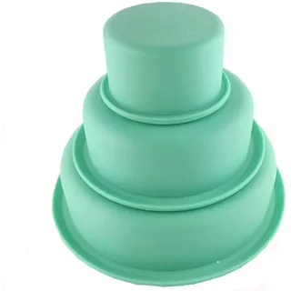 Voarge 3er Set Silikon Rund Kuchenform Tortenbackform Silikonbackformen für Kuchen und Torten zum Backen, Tortenformen 3-er Set, 7, 14 und 19 cm Silikon, grün