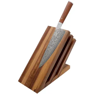 Zayiko hochwertiger magnetischer Messerblock Messerbrett Fächer Nussbaum für bis zu 6 Messer