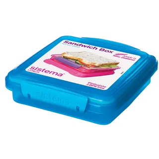 Sistema Aqua Brotbüchse, Sandwichbox/Frischhaltedose, 450 ml, Modern, Blau, 15 cm x 15 cm x 4 cm