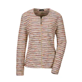 GOLDNER Kurzjacke "Kurzgröße Elegante Bouclé-Jacke mit Multicolor-Design" dekorativer goldner RV, bunt, gemustert