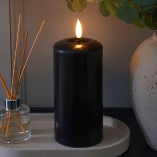 Ember CandlesTM 15 cm Signatur Schwarze LED Flackernde Batteriekerze – 100% Echtwachs, Ultra-Realistisch, Flammenlos, Handgegossenes Design, 6-Stunden-Timer für Sichere Innennutzung (Ohne Fernbedienung