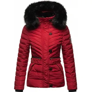 Navahoo Damen Winterjacke Warm gefütterte Steppjacke mit Kunstfell-Kapuze Wisteriaa