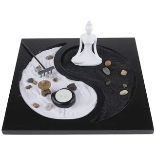 Lachineuse – Großer Zen-Garten – Yin- und Yang-Weisheit – Zen-Dekoration – Zen-Garten mit Sand – für das Innen- und Heimbüro – Japanische Geschenkidee – Asiatisches Dekor