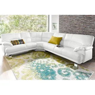 TRENDMANUFAKTUR Ecksofa »Cecilia in italienischem Design, modern und komfortabel, L-Form« bequeme Armlehnen, mit langem Schenkel, weiß