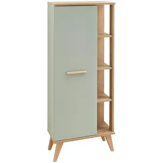 Xora Midischrank , Eichefarben, Pastellgrün , Holzwerkstoff , Glas: 2/ Holz: 3 Fächer , 50.5x128x33 cm , Typenauswahl, Beimöbel erhältlich, stehend , Badezimmer, Badmöbel, Midischränke