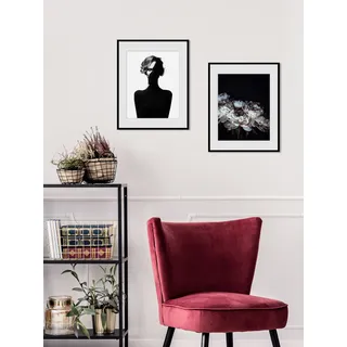 Bild QUEENCE "Ella", weiß (farbe rahmen: schwarz, farbe bild(er): weiß), B:30cm H:40cm, Acrylglas, Holz, Papier, Bilder, Bild, HD Premium Poster-Druck inkl. Holzrahmen